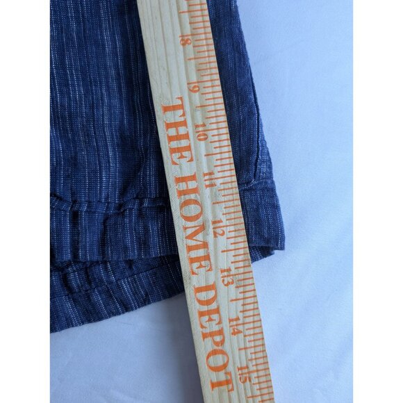 Athleta Womens 2 Striped Cabo Blue Linen Shorts Elastic Waist Drawstring Running - Picture 4 of 9